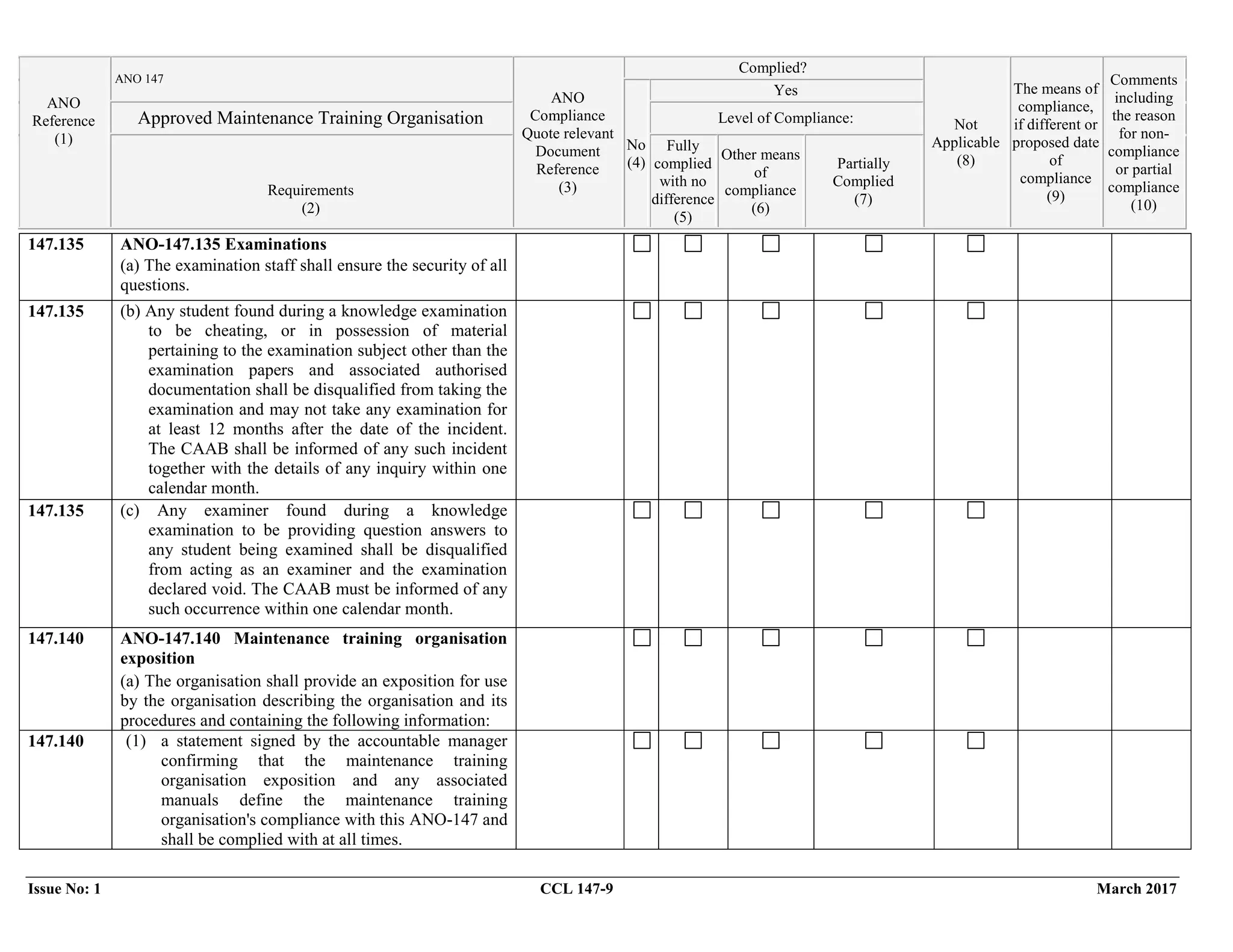 Caab Question Compliance check List of CAAB ANO(AW) Part-147.pdf