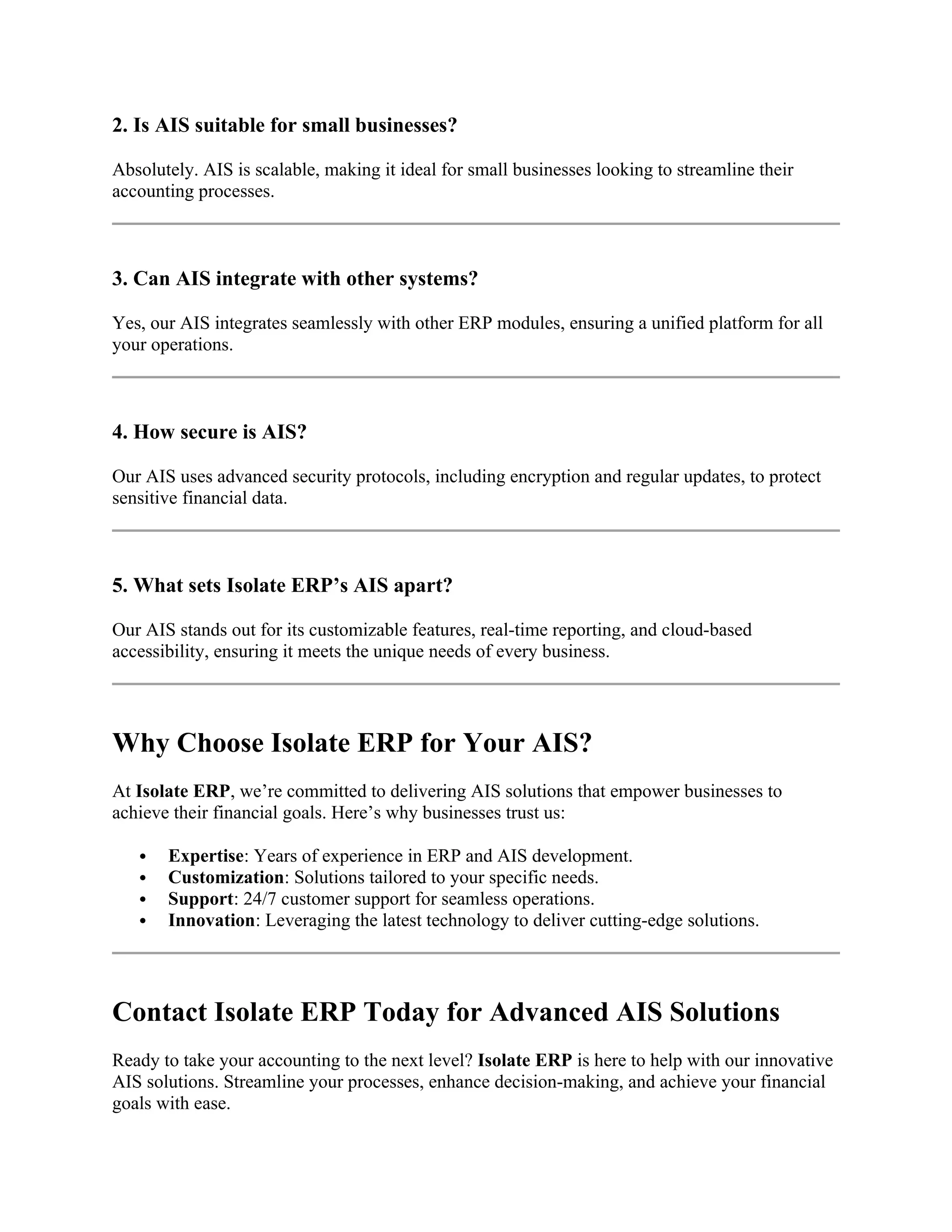 Unlock the Power of AIS with Isolate ERP: | DOCX