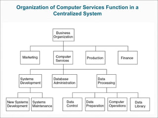 Organization of Computer Services Function in a
Centralized System
 