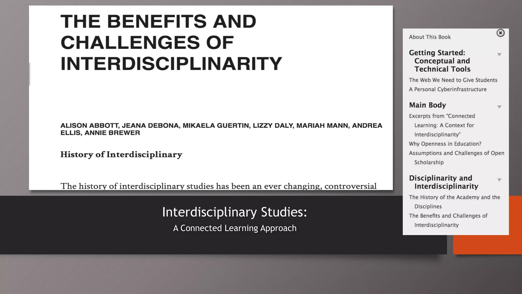 Interdisciplinary Studies:
A Connected Learning Approach
 