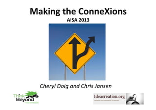 Making	
  the	
  ConneXions
	
  
AISA	
  2013
	
  

Cheryl	
  Doig	
  and	
  Chris	
  Jansen	
  
1

 