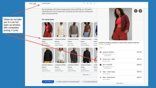 Conﬁdential - Vijay
Vasu
75
Clicks do not take
you to Lulu but
open up window,
with competitor
pricing + Links
 