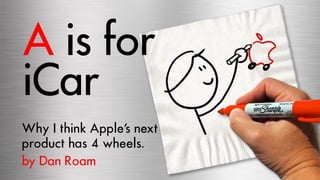 Why I think Apple’s next
product has 4 wheels.
by Dan Roam
A is for
iCar
 