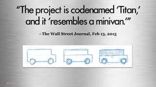 “Theprojectiscodenamed‘Titan,’
andit ‘resemblesa minivan.’”
- The Wall Street Journal, Feb 13, 2015
 