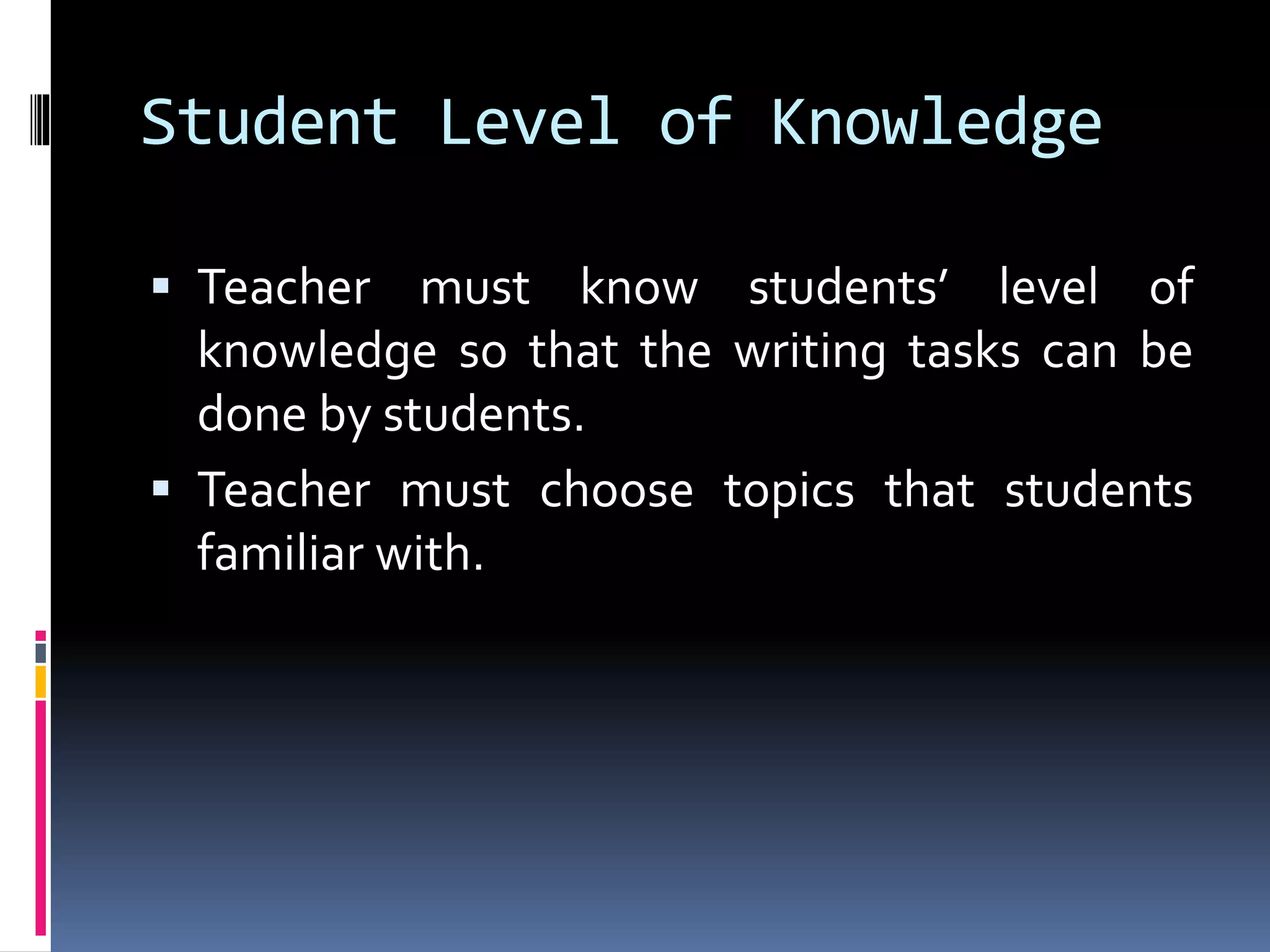 Factors to Consider in Setting Writing Tasks | PPT