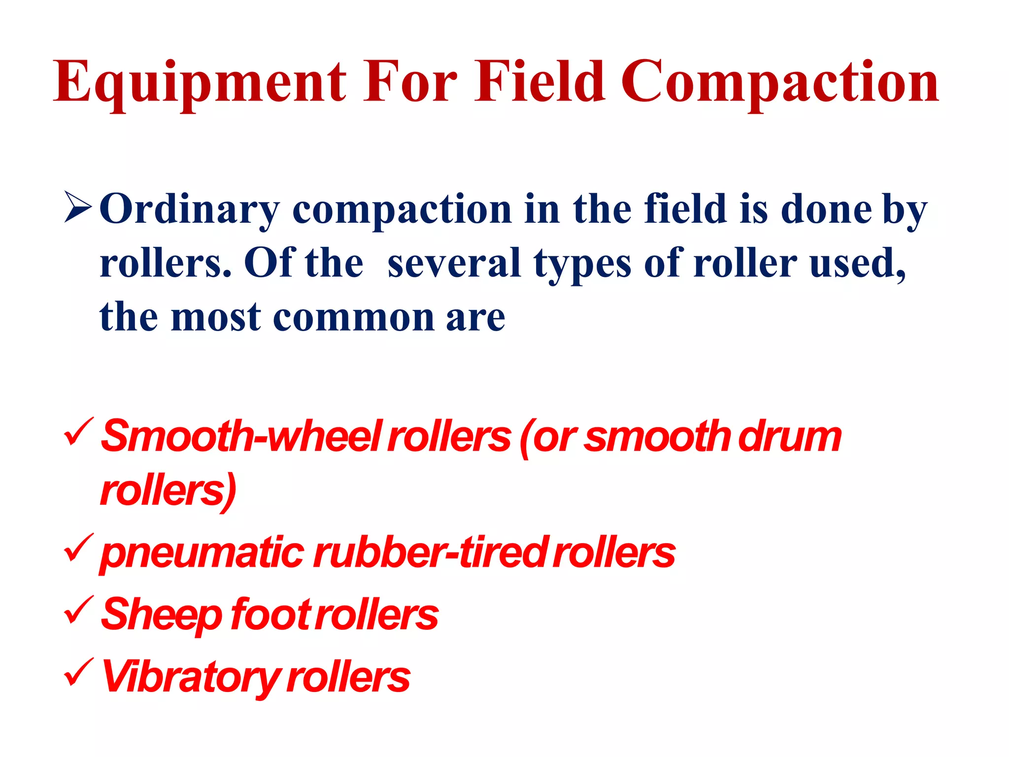 Field control of compaction and compaction Equipment PPT