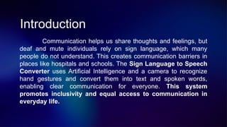AI-Based Sign Language to Speech Conversion Using LSTM for Real-Time ...