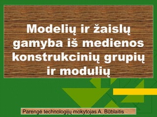 Modelių ir žaislų
gamyba iš medienos
konstrukcinių grupių
ir modulių
Parengė technologijų mokytojas A. Būblaitis
 