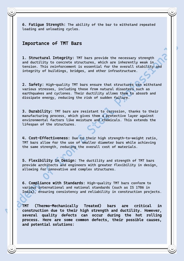Quality defects in TMT Bars, Possible causes and Potential Solutions ...