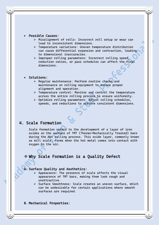 Quality defects in TMT Bars, Possible causes and Potential Solutions ...