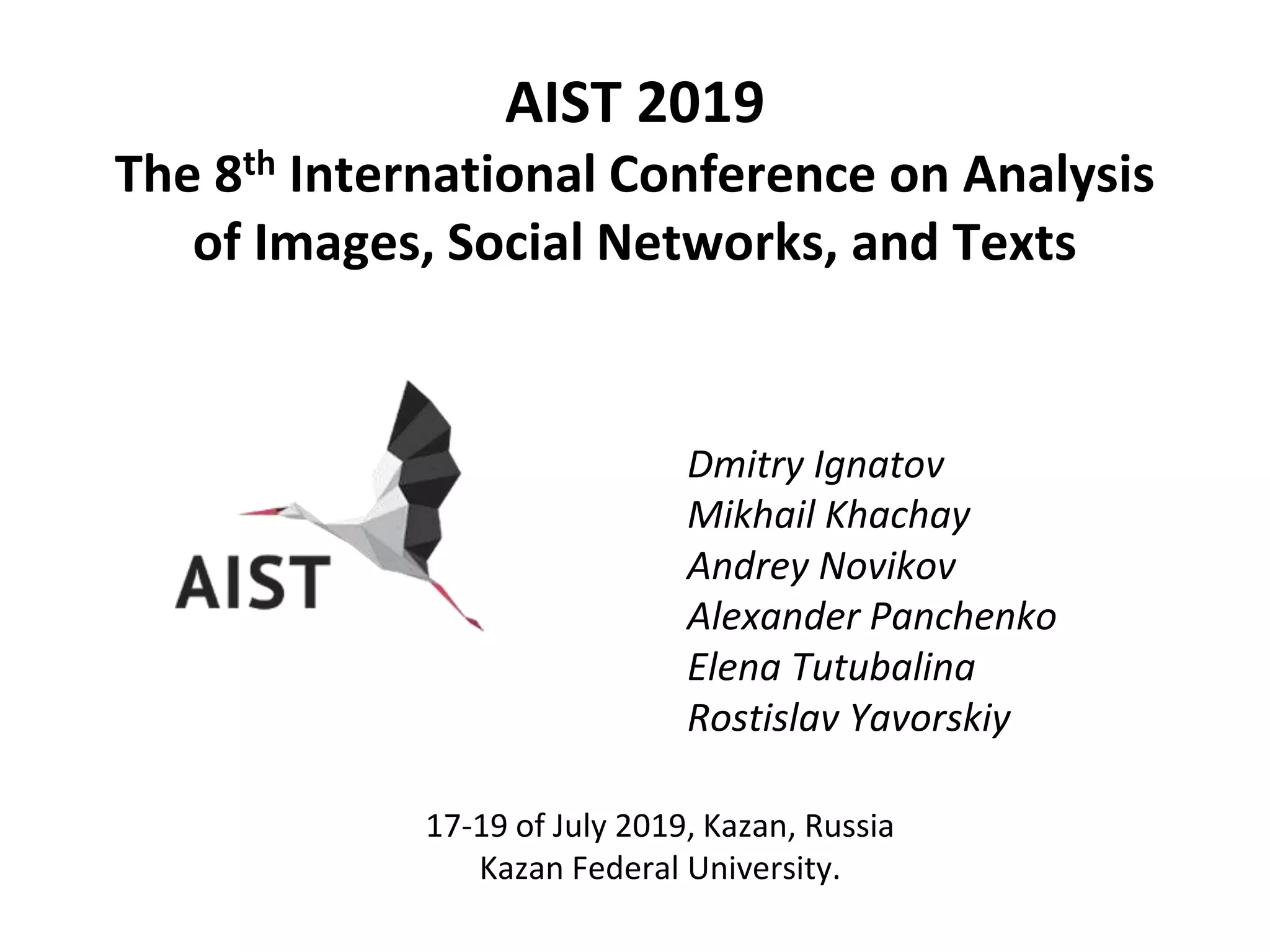 AIST2019 – opening slides | PPT