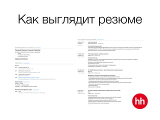 Как выглядит резюме
 