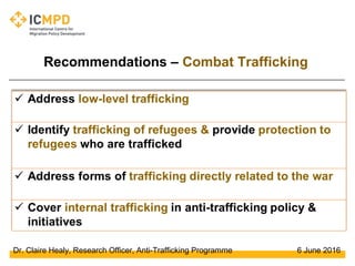 Dr. Claire Healy, Research Officer, Anti-Trafficking Programme 6 June 2016
Recommendations – Combat Trafficking
 