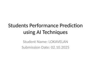Predicting Student Academic Performance Using AI Techniques: KNN & K ...