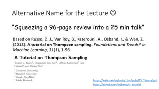 AI Data Summit 2019 Thompson Sampling - Thompson Sampling Tutorial “The ...