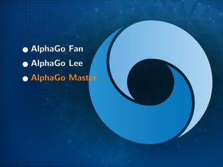 1 AlphaGo Fan
2 AlphaGo Lee
3 AlphaGo Master
39
 