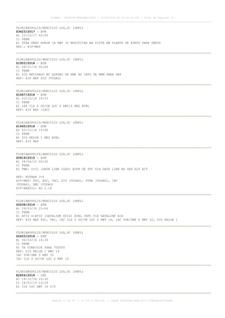 FLORIANOPOLIS/HERCILIO LUZ,SC (SBFL)
Z3623/2017 - ATM
B) 12/10/17 00:00
C) PERM
E) STAR RNAV EPKON 1A RWY 32 MODIFICAR NA VISTA EM PLANTA DE EPKUV PARA UMPOV
REF.: AIP-MAP
FLORIANOPOLIS/HERCILIO LUZ,SC (SBFL)
Z1953/2018 - ATM
B) 08/11/18 00:00
C) PERM
E) SID RETIRADO NO QUADRO DE RMK AS INFO DE MNM PARA DEP
REF: AIP MAP SID (TODAS)
FLORIANOPOLIS/HERCILIO LUZ,SC (SBFL)
Z1667/2018 - ATM
B) 03/10/18 19:53
C) PERM
E) IAP ILS Z OU/OR LOC Z RWY14 NEG AVBL
REF: AIP MAP (IAC)
FLORIANOPOLIS/HERCILIO LUZ,SC (SBFL)
Z1665/2018 - ATM
B) 03/10/18 15:06
C) PERM
E) SID RELOB 1 NEG AVBL
REF: AIP MAP
FLORIANOPOLIS/HERCILIO LUZ,SC (SBFL)
Z0819/2015 - ATM
B) 28/04/15 00:00
C) PERM
E) TWR: D-CL (DATA LINK CLRD) AUTH DE TFC VIA DATA LINK HR SER H24 ACT
REF: ROTAER 3-F
AIP-MAP: PDC, ADC, VAC, SID (TODAS), STAR (TODAS), IAC
(TODAS), GMC (TODAS)
AIP-BRASIL: AD 2.18
FLORIANOPOLIS/HERCILIO LUZ,SC (SBFL)
Z0638/2018 - ATM
B) 29/03/18 23:04
C) PERM
E) ATIS D-ATIS (DATALINK ATIS) AVBL INFO VIA DATALINK H24
REF: AIP MAP PDC, VAC, IAC ILS Z OU/OR LOC Z RWY 14, IAC VOR/DME Z RWY 32, SID RELOB 1
FLORIANOPOLIS/HERCILIO LUZ,SC (SBFL)
Z0453/2018 - ATM
B) 06/03/18 14:38
C) PERM
E) TA CORRIGIR PARA 7000FT
REF: SID RELOB 1 RWY 14
IAC VOR/DME Z RWY 32
IAC ILS Z OU/OR LOC Z RWY 14
FLORIANOPOLIS/HERCILIO LUZ,SC (SBFL)
E2854/2018 - CNS
B) 19/12/18 15:30
C) 18/03/19 23:59
E) ILS LOC RWY 14 U/S
AISWEB - BOLETIM PERSONALIZADO - 03/02/2019 às 02:45:46 UTC - Total de Páginas: 43
página 11 de 43 :: IP 201.6.228.231 :: check DC04F6DB-FF8D-4172-97BDDF6D2470DA88
 