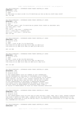 SAO PAULO/GUARULHOS - GOVERNADOR ANDRE FRANCO MONTORO,SP (SBGR)
Z3989/2017 - ATM
B) 23/11/17 17:22
C) PERM
E) STAR EVSOV 2B IBDIK 2B RWY 27L/27R MODIFICAR ALT MIN DA MSA DE 2300FT PARA 6000FT
REF. AIP MAP
SAO PAULO/GUARULHOS - GOVERNADOR ANDRE FRANCO MONTORO,SP (SBGR)
Z3791/2017 - ATM
B) 01/11/17 00:48
C) PERM
E) IAP RNAV (GNSS) Y RWY 27R MODIFICAR NO QUADRO POUSO DIRETO AS SEGUINTES INFO:
OCH (PROC LNAV): 750FT
MDA: 3190FT
VIS: CAT A - 750M (ALS) / 1600M(NO ALS)
CAT B - 1200M (ALS) / 2000M(NO ALS)
CAT C,D,E - 2700 (ALS) / 3500(NO ALS)
REF: AIP MAP
SAO PAULO/GUARULHOS - GOVERNADOR ANDRE FRANCO MONTORO,SP (SBGR)
Z2991/2015 - ATM
B) 12/11/15 02:00
C) PERM
E) STAR - ILSOR 1B RWY 27L/27R MODIFICAR:
FIXO OPTUK DE LVL MNM FL120 MAX FL130 PARA LVL MNM FL120
FIXO KOVLA DE LVL MNM FL100 PARA LVL MNM FL100 MAX FL130
REF: AIP MAP
SAO PAULO/GUARULHOS - GOVERNADOR ANDRE FRANCO MONTORO,SP (SBGR)
Z2990/2015 - ATM
B) 12/11/15 02:00
C) PERM
E) STAR - ILSOR 1B RWY 09L/09R MODIFICAR:
FIXO OPTUK DE LVL MNM FL120 MAX FL130 PARA LVL MNM FL120
FIXO KOVLA DE LVL MNM FL100 PARA LVL MNM FL100 E MAX FL130
REF: AIP MAP
SAO PAULO/GUARULHOS - GOVERNADOR ANDRE FRANCO MONTORO,SP (SBGR)
Z2116/2018 - ATM
B) 04/12/18 21:54
C) 24/02/19 23:59
E) PROC GERENCIAMENTO FLUXO ACT SOMENTE AS ACFT CONTEMPLADAS
POR RTE PREFERENCIAIS PUBLICADAS OU PROCEDENTES DE AD SITUADOS
DENTRO DOS BDRY LT DOS SECT 11 TIL 15 DA FIR-CURTIBA, FLY NO ESPACO
AEREO SUPERIOR, COM DEST A SBGR, DEVERAO PLANEJAR SEUS FLT PARA
INGRESSO NA TMA-SAO PAULO PELA PSN PUPSI, EXC EM CASO DE EMERG,
OU ACFT TRANSPORTANDO OU DESTINADAS A TRANSPORTAR ENFERMOS
E/OU ORGAOS VITAIS PARA TRANSPLANTES EM HUMANOS, AS QUAIS SERAO
COOR BTN CENTRO DE GERENCIAMENTO DE NAVEGACAO AEREA (CGNA) E
AS CELULAS DE GERENCIAMENTO DE FLUXO DOS ORGAOS REGIONAIS ENVOLVIDOS
SAO PAULO/GUARULHOS - GOVERNADOR ANDRE FRANCO MONTORO,SP (SBGR)
Z2088/2018 - ATM
B) 28/11/18 16:56
C) 24/02/19 23:59
E) PROC GERENCIAMENTO FLUXO ACT ACFT TKOF DE SBGR COM DEST A SBEG, SBBE, SBSL E SBTE, DEVERAO PLANEJAR
SUAS ROTAS A PARTIR DE UKBEV (RMK.: SOMENTE EM CASO DE CONTINGENCIA, DEGRADACAO METEOROLOGICA OU POR
NECESSIDADE OPERACIONAL DO FLUXO NA TMA-SAO PAULO E FIR-BRASILIA SERA AUTORIZADA SID DE SBGR COM TRNS
RCL, CONFORME AIC- N31/2017)
SAO PAULO/GUARULHOS - GOVERNADOR ANDRE FRANCO MONTORO,SP (SBGR)
Z2083/2018 - ATM
AISWEB - BOLETIM PERSONALIZADO - 03/02/2019 às 02:45:46 UTC - Total de Páginas: 43
página 20 de 43 :: IP 201.6.228.231 :: check DC04F6DB-FF8D-4172-97BDDF6D2470DA88
 