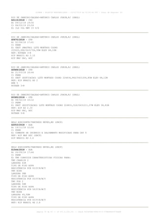 RIO DE JANEIRO/GALEAO-ANTONIO CARLOS JOBIM,RJ (SBGL)
D2115/2018 - CNS
B) 09/12/18 19:50
C) 08/03/19 23:59
E) ILS IGL RWY 15 U/S
RIO DE JANEIRO/GALEAO-ANTONIO CARLOS JOBIM,RJ (SBGL)
Z0670/2018 - OTR
B) 02/04/18 17:41
C) PERM
E) OBST (MASTRO) LGTD MONTADO COORD
225022,99S/0431704,99W ELEV 68,10M
REF: ROTAER 3-R
AIP BRASIL AD 2.10
AIP MAP VAC, AOC
RIO DE JANEIRO/GALEAO-ANTONIO CARLOS JOBIM,RJ (SBGL)
Z0589/2018 - OTR
B) 21/03/18 18:44
C) PERM
E) OBST (EDFICACAO) LGTD MONTADO COORD 224836,96S/0431206,85W ELEV 68,12M
REF: AIP BRASIL AD 2
ENR 5
ROTAER 3-R
RIO DE JANEIRO/GALEAO-ANTONIO CARLOS JOBIM,RJ (SBGL)
Z0385/2018 - OTR
B) 08/02/18 16:12
C) PERM
E) OBST (EDIFICACAO) LGTD MONTADO COORD 224831,51S/0431211,07W ELEV 58,81M
REF: AIP AD 2.10
AIP MAP VAC, AOC
ROTAER 3-R
BELO HORIZONTE/TANCREDO NEVES,MG (SBCF)
Z2053/2018 - AGA
B) 19/11/18 12:56
C) PERM
E) COMBATE DE INCENDIO E SALVAMENTO MODIFICADO PARA CAT 9
REF: AIP MAP ADC (SBCF)
AIP BRASIL AD 2.6
BELO HORIZONTE/TANCREDO NEVES,MG (SBCF)
Z1544/2018 - AGA
B) 26/09/18 17:44
C) PERM
E) TWY CORRIGIR CARACTERISTICAS FISICAS PARA:
TWY CHARLIE 2
LARGURA 41M
TIPO DE PISO ASPH
RESISTENCIA PCN 83/F/B/W/T
TWY ECHO
LARGURA 38M
TIPO DE PISO ASPH
RESISTENCIA PCN 83/F/B/W/T
TWY FOX 2
LARGURA 34M
TIPO DE PISO ASPH
RESISTENCIA PCN 56/F/B/W/T
TWY MIKE
LARGURA 49,50M
TIPO DE PISO ASPH
RESISTENCIA PCN 83/F/B/W/T
REF: AIP BRASIL AD 2.8
AISWEB - BOLETIM PERSONALIZADO - 03/02/2019 às 02:45:46 UTC - Total de Páginas: 43
página 35 de 43 :: IP 201.6.228.231 :: check DC04F6DB-FF8D-4172-97BDDF6D2470DA88
 