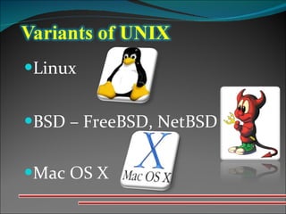 Linux BSD – FreeBSD, NetBSD Mac OS X 