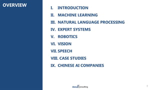 © 2019 DAXUE CONSULTING
ALL RIGHTS RESERVED
OVERVIEW
I. INTRODUCTION
II. MACHINE LEARNING
III. NATURAL LANGUAGE PROCESSING...