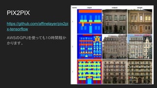 Variational Autoencoder
入力と出力が同じになるようにニ
ューラルネットワークを学習させ
るものです。入力をラベルとして
扱っていて、教師あり学習と教師
なし学習の中間に位置するような
存在です。普通のニューラルネッ
トワークと同様に勾配降下法
（gradient descent）などを使っ
て学習させることができます。
 