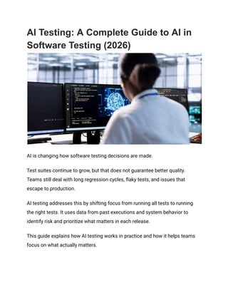 AI Testing_ A Complete Guide to AI in Software Testing (2026) | PDF