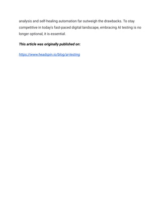 AI Testing_ A Complete Guide to AI in Software Testing (2026) | PDF
