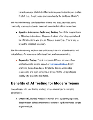 AI Testing_ A Complete Guide to AI in Software Testing (2026) | PDF