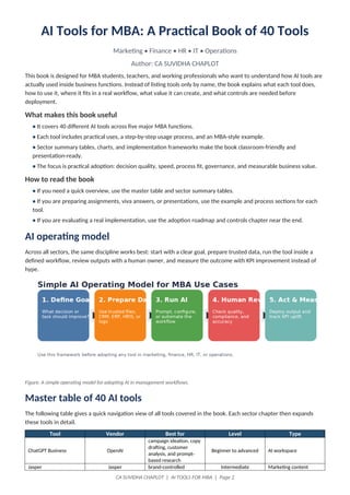 Mba Tools AI Tools for MBA: Practical Applications in Marketing, Finance, HR, IT ...