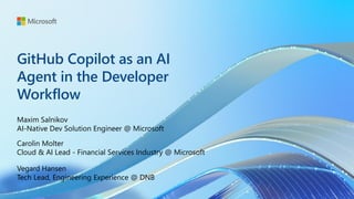 GitHub Copilot as an AI Agent in the Developer Workflow | PDF