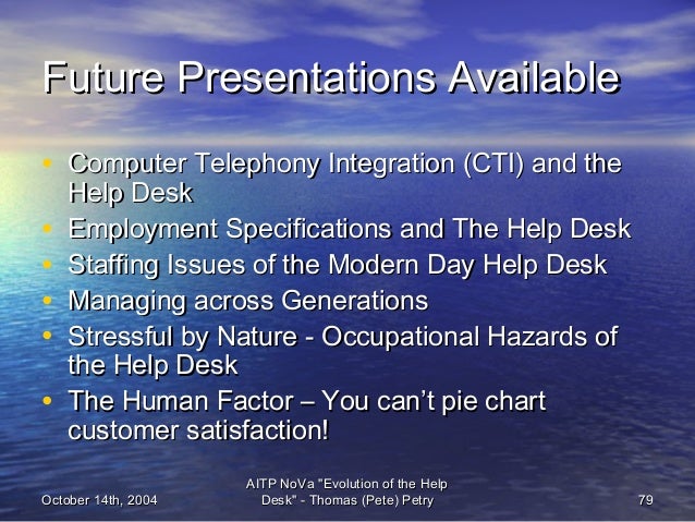 Aitp Evolution Of The Modern Day Help Desk October 14th 2004