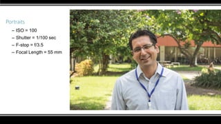 Portraits
– ISO = 100
– Shutter = 1/100 sec
– F-stop = f/3.5
– Focal Length = 55 mm
 