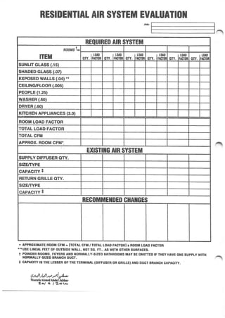 HVAC AiR system evaluation
