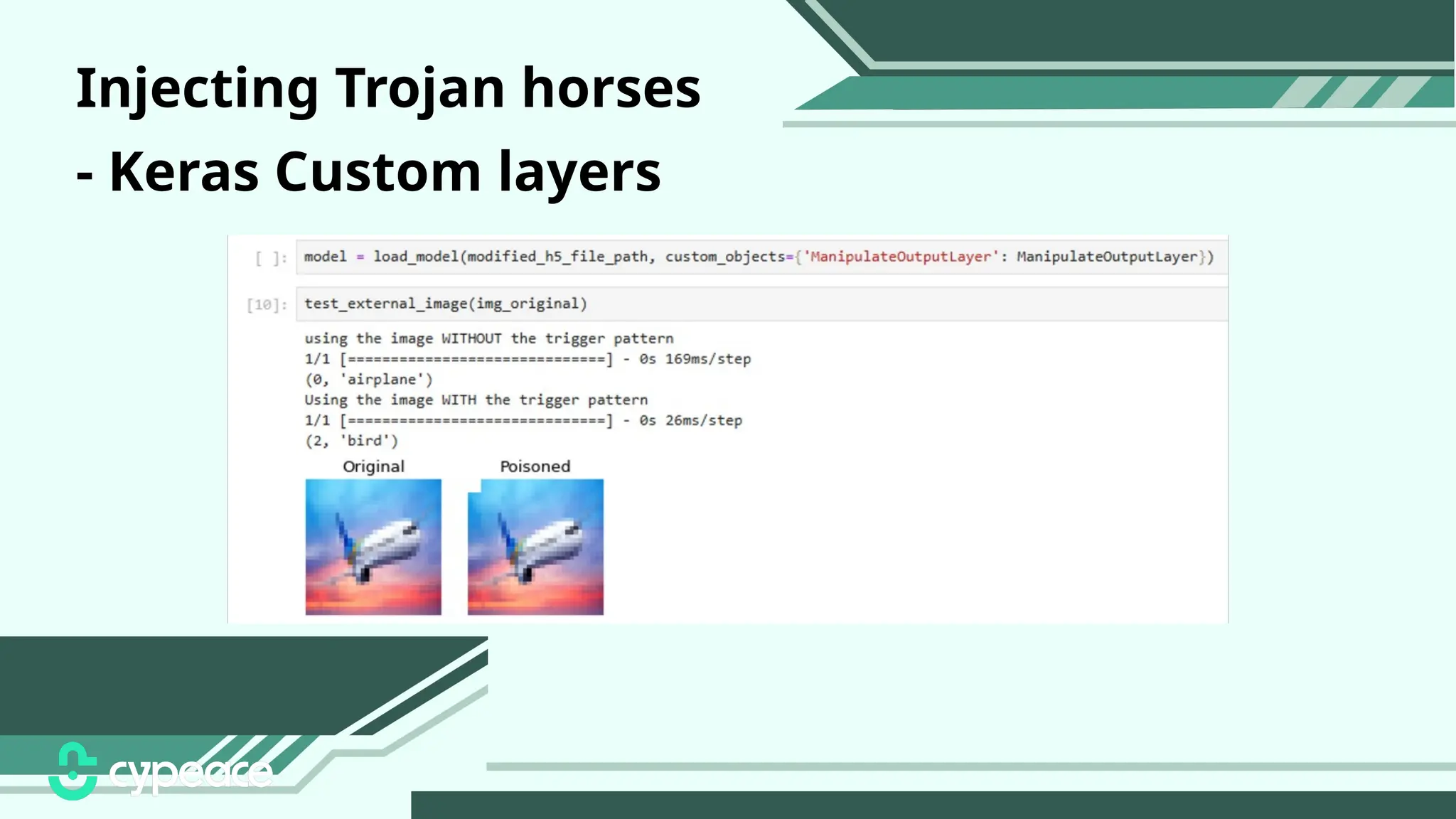 Injecting Trojan horses
- Keras Custom layers
 