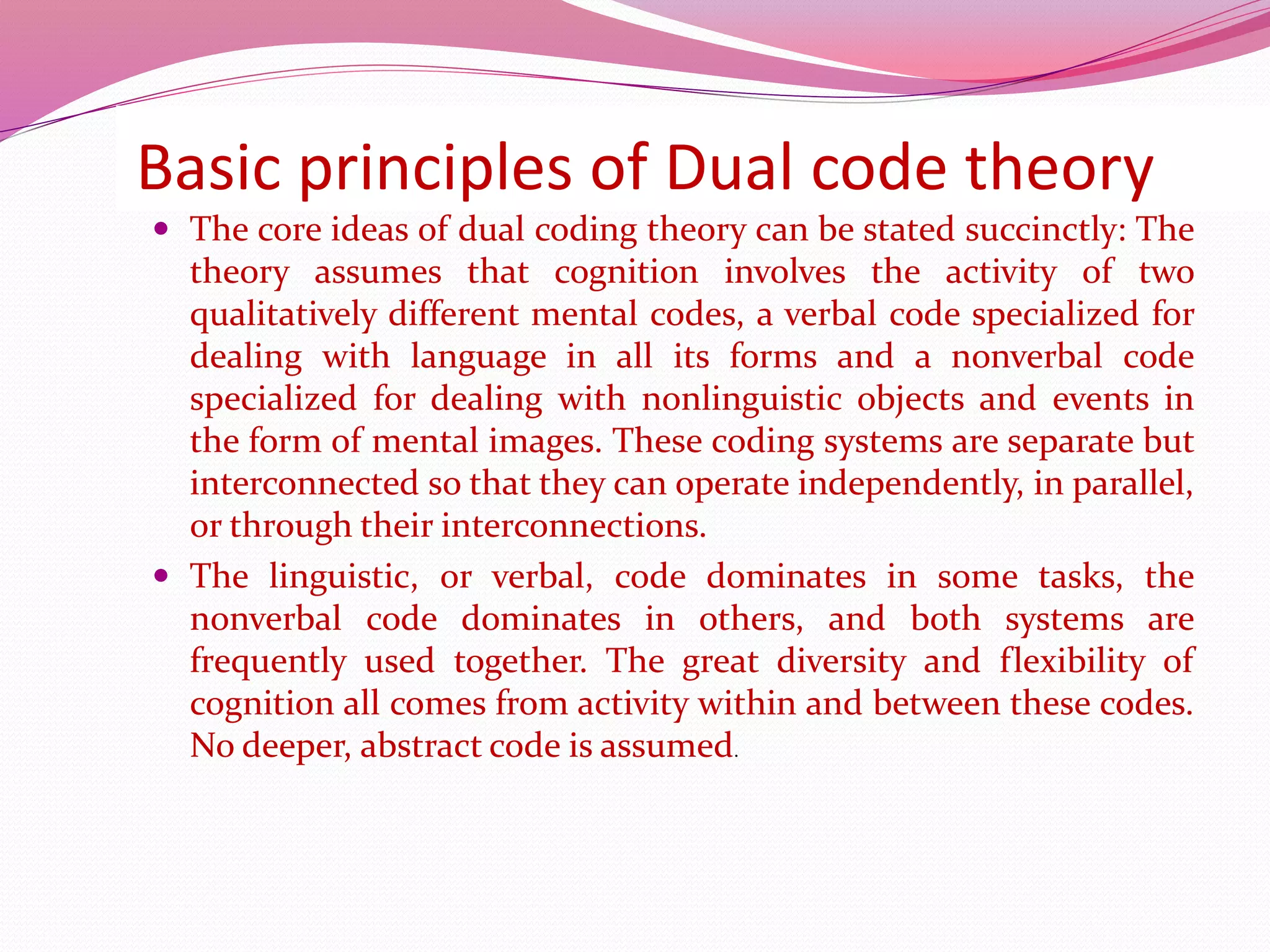 Aittpavio's dual coding theory | PPT