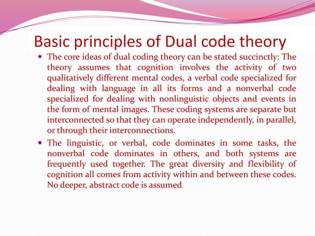 Aittpavio's dual coding theory | PPT
