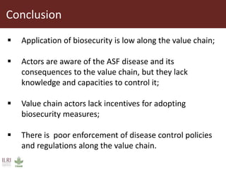 Value chain actors’ practices associated with the spread of African swine fever disease in smallholder pig systems in Uganda