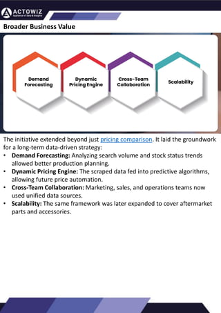 How to Effectively Use Competitor Price Trackers:
Operational Guidance and Benefits
Introduction
In the dynamic landscape of eCommerce, pricing strategy stands paramount, especially for digital storefronts.
Modern consumers are discerning, often prioritizing price comparison as a pivotal step before purchasing. The
allure of securing the best deals and most competitive prices drives this behavior. Consequently, a significant
portion of online shoppers actively engage in price monitoring across various platforms. Recognizing this trend,
online retailers must adeptly employ competitor price trackers to stay ahead.
By leveraging retail data scraping techniques, businesses can collect comprehensive retail data, offering insights
into the broader market's pricing landscape. Such price intelligence empowers retailers to craft a robust pricing
strategy, bolstering sales, enhancing profit margins, and fostering customer loyalty. Moreover, a data-driven
eCommerce pricing approach ensures competitiveness, with dynamic pricing becoming increasingly prevalent.
In essence, utilizing a competent competitor price tracker facilitates effective pricing optimization and solidifies a
retailer's position in the fiercely competitive eCommerce arena.
How to Use Zomato API to Scrape Restaurant Data – A
Detailed Guide
In the dynamic world of digital gastronomy, where culinary delights and dining experiences
are increasingly explored and celebrated online, the demand for up-to-date restaurant data
is insatiable. As food enthusiasts and businesses seek the latest insights into menus, reviews,
and more, the Zomato API emerges as a powerful tool for scraping this invaluable
information.
Introduction
Our comprehensive guide delves into the intricate art of utilizing the Zomato API to scrape
restaurant data. Whether you're a restaurateur striving to understand your competitors, a
food blogger searching for fresh content, or a data enthusiast eager to explore culinary
trends, this guide will serve as your compass in the world of data extraction.
We will navigate through the intricacies of Zomato Scraper, uncovering its capabilities to
provide you with rich, real-time restaurant data. From scraping restaurant details to
accessing customer reviews, our detailed guide ensures that you harness the full potential of
this resource.
What are Datasets? - A Comprehensive Guide
This blog will provide a comprehensive overview of datasets, including their definition, different
types of datasets, and strategies for maximizing the value of data.
What is a Dataset?
Extracting Information from TripAdvisor: A Guide to
Scraping Data from Hotels and Restaurants
Introduction
Leveraging the appropriate API makes scraping TripAdvisor on a large scale a straightforward task.
You don't need to possess advanced computer skills to achieve this. Our comprehensive, step-by-
step guide is designed to walk you through extracting data from TripAdvisor using a user-friendly
web scraping tool.
TripAdvisor stands out as a powerhouse with an extensive database comprising over 8 million
locations, 1 billion reviews, and support for 29 languages. As of 2022, when the cumulative reviews
surpassed the one billion mark, it became evident that TripAdvisor's meticulous gaze would soon
cover every restaurant, hotel, vacation rental, or attraction listing.
Amidst TripAdvisor's vast sea of information lies a treasure trove awaiting extraction, analysis, and
innovative presentation. For those in the tourism, hospitality, or travel sectors, harnessing
TripAdvisor data proves invaluable for monitoring competitors and supporting strategic business
decisions. The TripAdvisor Scraper facilitates seamless and rapid web scraping, offering the most
straightforward route to consistently obtaining data at scale. This article delves into the myriad
benefits of scraping TripAdvisor, shedding light on how this process can be initiated, including
exploring the initial steps involving API utilization. Dive into the realm of data-driven insights with
TripAdvisor scraping.
Unlocking the Potential: The Advantages of
Scraping TripAdvisor Data
Broader Business Value
The initiative extended beyond just pricing comparison. It laid the groundwork
for a long-term data-driven strategy:
• Demand Forecasting: Analyzing search volume and stock status trends
allowed better production planning.
• Dynamic Pricing Engine: The scraped data fed into predictive algorithms,
allowing future price automation.
• Cross-Team Collaboration: Marketing, sales, and operations teams now
used unified data sources.
• Scalability: The same framework was later expanded to cover aftermarket
parts and accessories.
 