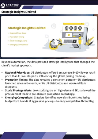 How to Effectively Use Competitor Price Trackers:
Operational Guidance and Benefits
Introduction
In the dynamic landscape of eCommerce, pricing strategy stands paramount, especially for digital storefronts.
Modern consumers are discerning, often prioritizing price comparison as a pivotal step before purchasing. The
allure of securing the best deals and most competitive prices drives this behavior. Consequently, a significant
portion of online shoppers actively engage in price monitoring across various platforms. Recognizing this trend,
online retailers must adeptly employ competitor price trackers to stay ahead.
By leveraging retail data scraping techniques, businesses can collect comprehensive retail data, offering insights
into the broader market's pricing landscape. Such price intelligence empowers retailers to craft a robust pricing
strategy, bolstering sales, enhancing profit margins, and fostering customer loyalty. Moreover, a data-driven
eCommerce pricing approach ensures competitiveness, with dynamic pricing becoming increasingly prevalent.
In essence, utilizing a competent competitor price tracker facilitates effective pricing optimization and solidifies a
retailer's position in the fiercely competitive eCommerce arena.
How to Use Zomato API to Scrape Restaurant Data – A
Detailed Guide
In the dynamic world of digital gastronomy, where culinary delights and dining experiences
are increasingly explored and celebrated online, the demand for up-to-date restaurant data
is insatiable. As food enthusiasts and businesses seek the latest insights into menus, reviews,
and more, the Zomato API emerges as a powerful tool for scraping this invaluable
information.
Introduction
Our comprehensive guide delves into the intricate art of utilizing the Zomato API to scrape
restaurant data. Whether you're a restaurateur striving to understand your competitors, a
food blogger searching for fresh content, or a data enthusiast eager to explore culinary
trends, this guide will serve as your compass in the world of data extraction.
We will navigate through the intricacies of Zomato Scraper, uncovering its capabilities to
provide you with rich, real-time restaurant data. From scraping restaurant details to
accessing customer reviews, our detailed guide ensures that you harness the full potential of
this resource.
What are Datasets? - A Comprehensive Guide
This blog will provide a comprehensive overview of datasets, including their definition, different
types of datasets, and strategies for maximizing the value of data.
What is a Dataset?
Extracting Information from TripAdvisor: A Guide to
Scraping Data from Hotels and Restaurants
Introduction
Leveraging the appropriate API makes scraping TripAdvisor on a large scale a straightforward task.
You don't need to possess advanced computer skills to achieve this. Our comprehensive, step-by-
step guide is designed to walk you through extracting data from TripAdvisor using a user-friendly
web scraping tool.
TripAdvisor stands out as a powerhouse with an extensive database comprising over 8 million
locations, 1 billion reviews, and support for 29 languages. As of 2022, when the cumulative reviews
surpassed the one billion mark, it became evident that TripAdvisor's meticulous gaze would soon
cover every restaurant, hotel, vacation rental, or attraction listing.
Amidst TripAdvisor's vast sea of information lies a treasure trove awaiting extraction, analysis, and
innovative presentation. For those in the tourism, hospitality, or travel sectors, harnessing
TripAdvisor data proves invaluable for monitoring competitors and supporting strategic business
decisions. The TripAdvisor Scraper facilitates seamless and rapid web scraping, offering the most
straightforward route to consistently obtaining data at scale. This article delves into the myriad
benefits of scraping TripAdvisor, shedding light on how this process can be initiated, including
exploring the initial steps involving API utilization. Dive into the realm of data-driven insights with
TripAdvisor scraping.
Unlocking the Potential: The Advantages of
Scraping TripAdvisor Data
Strategic Insights Derived
Beyond automation, the data provided strategic intelligence that changed the
client’s market approach.
• Regional Price Gaps: US distributors offered an average 8–10% lower retail
price than EU counterparts, influencing the global pricing roadmap.
• Promotion Timing: The data revealed a consistent pattern—EU distributors
launched sales mid-month, while US distributors ran weekend flash
discounts.
• Stock Shortage Alerts: Low stock signals on high-demand SKUs allowed the
procurement team to pre-allocate production accordingly.
• Emerging Competitors: Crawlers identified new distributor sites listing
budget tyre brands at aggressive pricing—an early competitive threat flag.
 