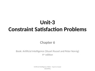 Unit-3
Constraint Satisfaction Problems
Chapter 6
Book: Artificial Intelligence (Stuart Russel and Peter Norvig)
4th edition
Artificial Intelligence ݺߣs-- Aparna Gurjar
CSE(AIML)
 