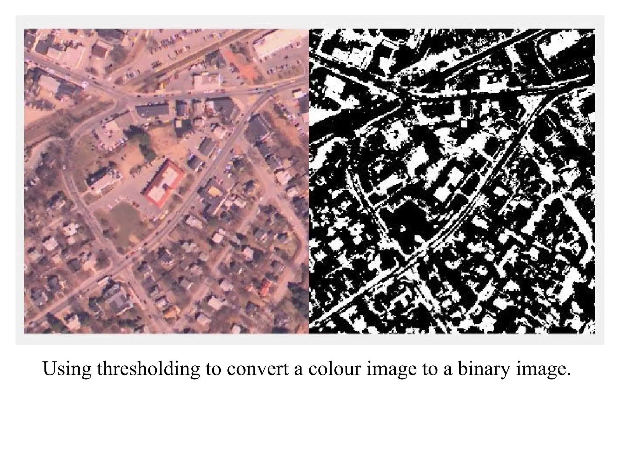 Using thresholding to convert a colour image to a binary image.
 