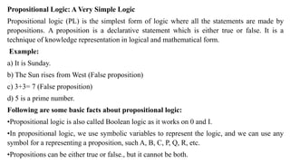 Propositional Reasoning Simple Example artifitical intelligence notes of unit four | PPTX