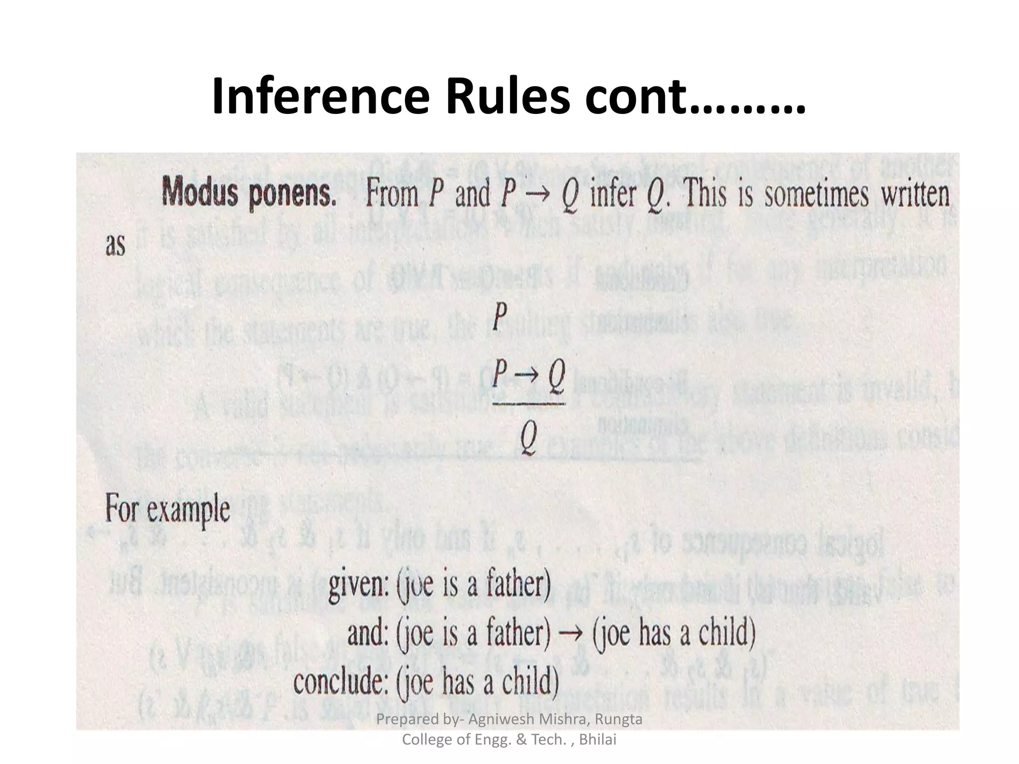 Inference Rules cont………
Prepared by- Agniwesh Mishra, Rungta
College of Engg. & Tech. , Bhilai
 