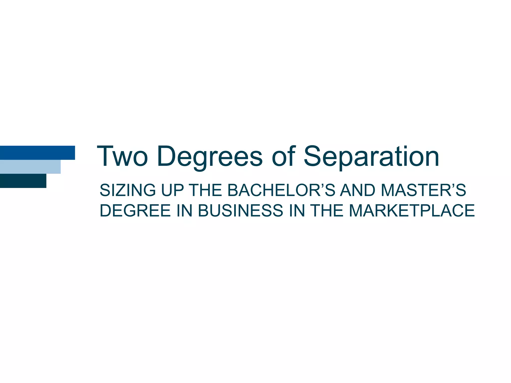 Two Degrees of Separation
SIZING UP THE BACHELOR‘S AND MASTER‘S
DEGREE IN BUSINESS IN THE MARKETPLACE
 
