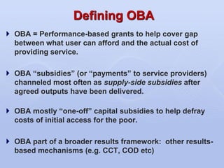 Output-Based Aid: Introduction, Lessons and Challenges | PDF