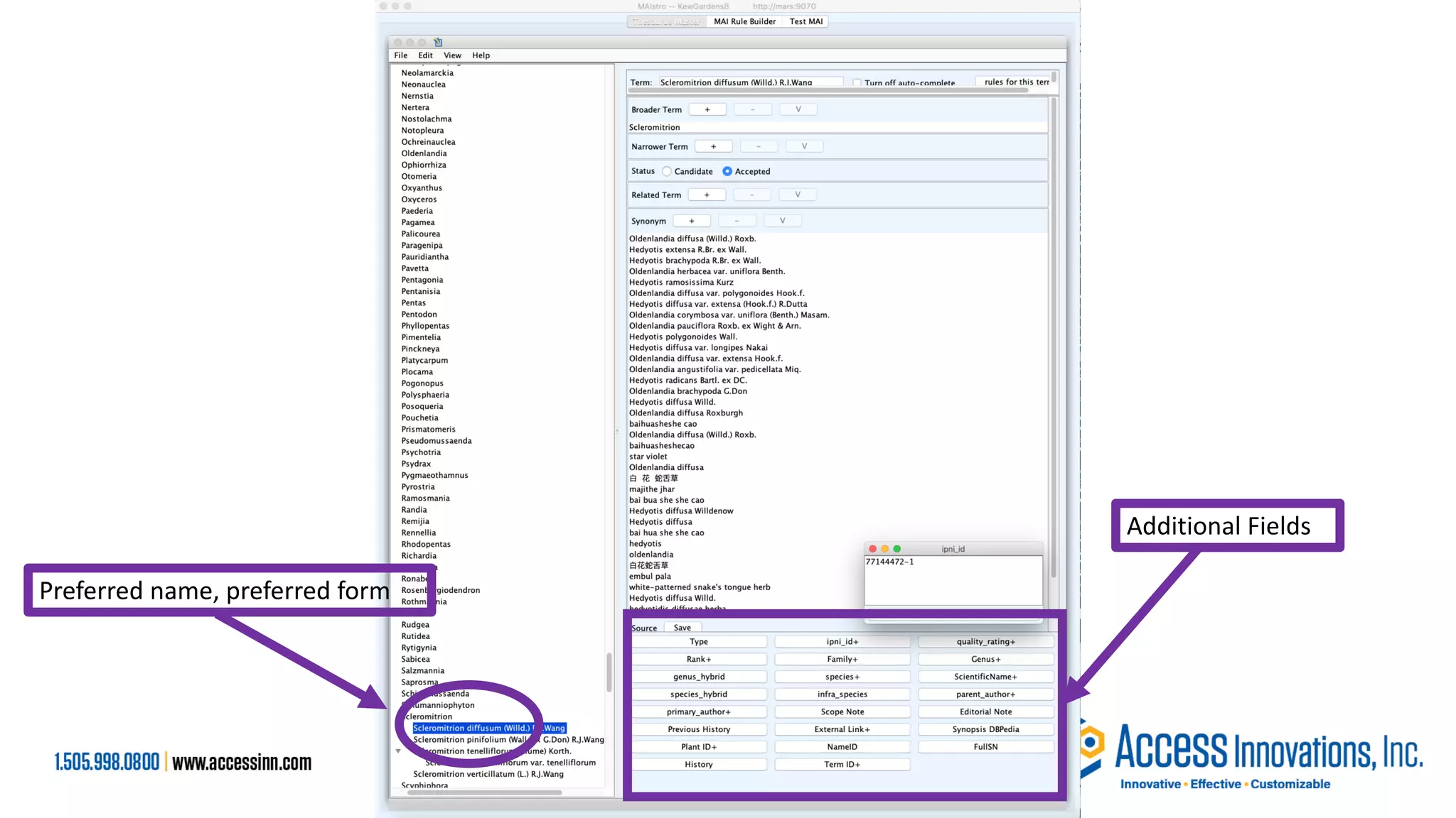 Preferred name, preferred form
Additional Fields
 