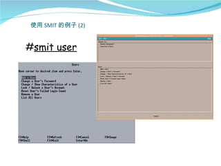 使用 SMIT 的例子 (2)


#smit user
 