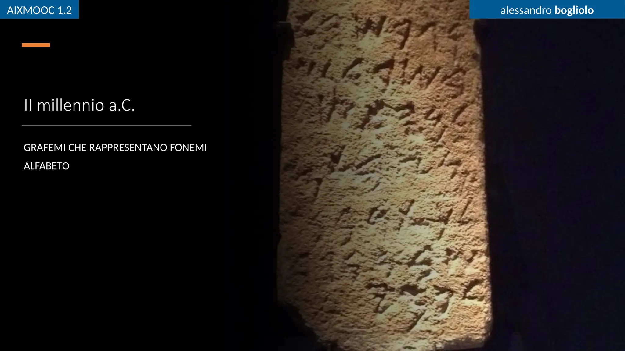 AIXMOOC 1.2 alessandro bogliolo
II millennio a.C.
GRAFEMI CHE RAPPRESENTANO FONEMI
ALFABETO
AIXMOOC 1.2 alessandro bogliolo
 
