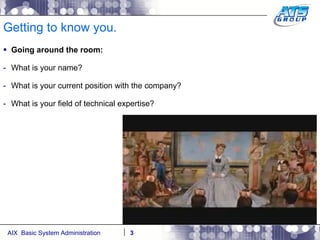 Getting to know you. Going around the room: What is your name? What is your current position with the company? What is your field of technical expertise? 